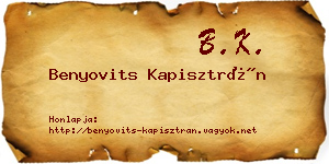 Benyovits Kapisztrán névjegykártya